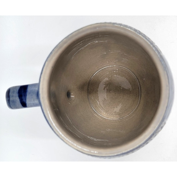 4 Marzi Remy 3141 Pottery Mug German Stein Blue Engraved Floral Cup 1950 - 1970 - Picture 7 of 9